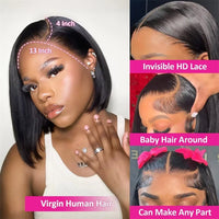 2026 News Bob Wig 13X4 Hd Lace Front Wigs for Black Women Glueless Lace Front Wigs Pre Plucked Pre Cut Straight Bob