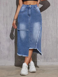 Women'S Wide-Leg A-Line Skirt, Suitable for All Body Types, Casual Style with Tassels, Stretchy Long Skirt