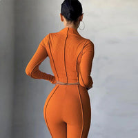 Ladies Matching Set High Waist Slim Pants Suit Jumpsuit Overall Spring Summer