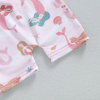Baby Girls Bathing Suit Sea Shell Print Long Sleeve Rash Guard Swimsuit Wide Brim Sun Hat Infant Toddler Beachwear