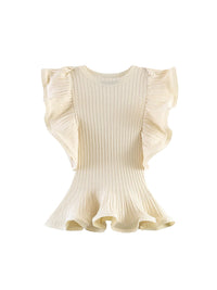 Women Knitted Top – Ruffle Sleeveless Slim Fit