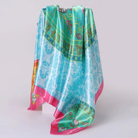 1Pc Minimalist Bohemian Printed Satin Square Scarf New Women Fashion Bandana Headband for Daily Casual Elegant Headscarf Shawl