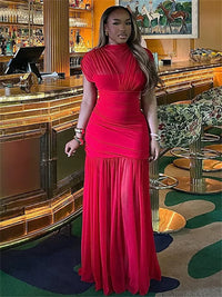 Mesh Patchwork Dress Woman Turtleneck Sleeveless Skinny High Waist Wrap Hip Midnight Prom Party Ruched Elegant Vestidos