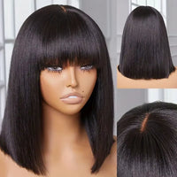 European and American Fashion Full-Coverage Synthetic High-Temperature Fiber Wig with Bangs, Medium-Long Hair