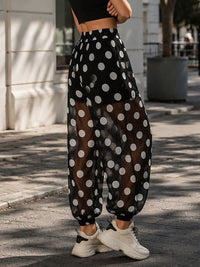 Pantalon Jogger Femme à Pois – Coupe Ample Taille Haute