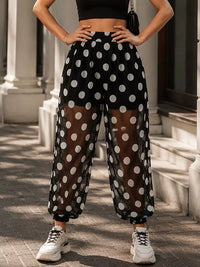 Pantalon Jogger Femme à Pois – Coupe Ample Taille Haute