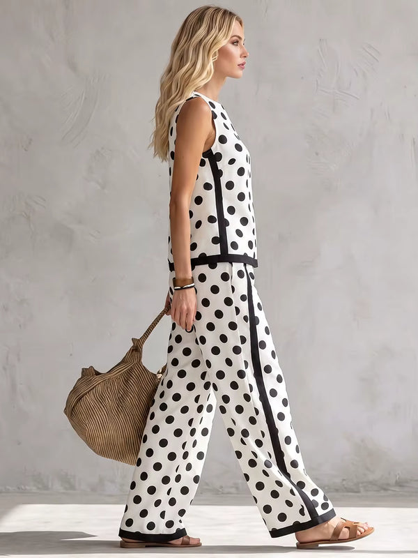 Pantalon Large Femme à Pois Noir & Blanc | BN Collection